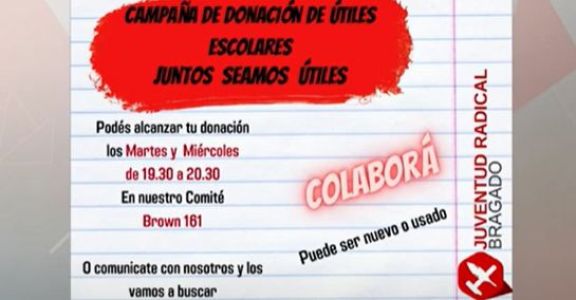 Campaña de donación de útiles escolares