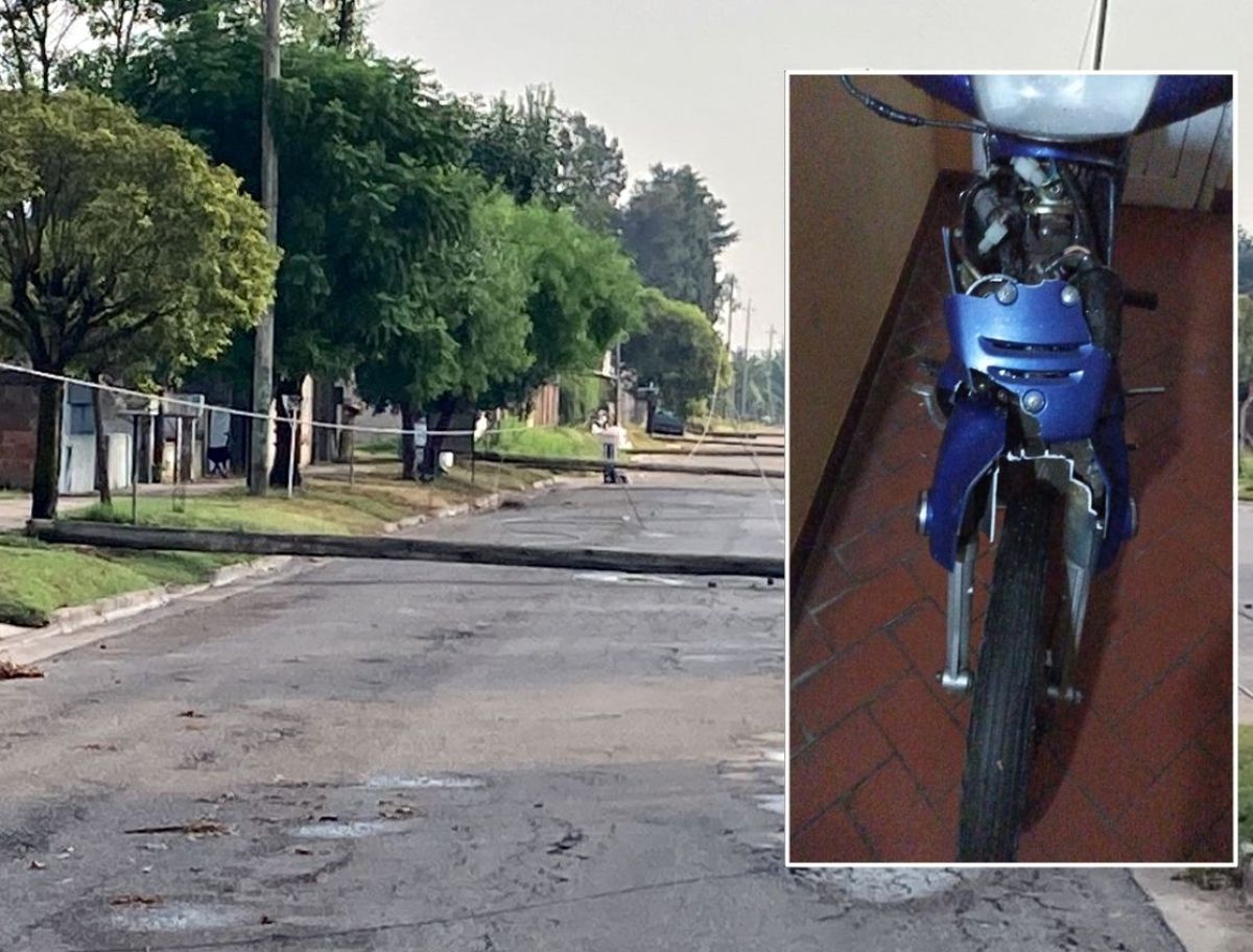 Motociclista chocó contra uno de los postes caídos